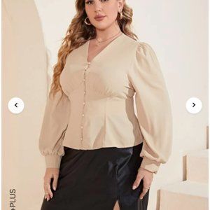 Ruched Puff Sleeve Blouse